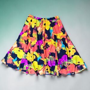 Moon Orchid Plus Size 18 20 Vibrant Abstract Floral Skirt - Boho,